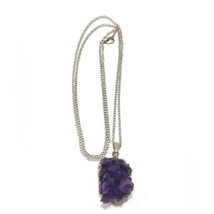 Vintage Amethyst Geode Pendant Necklace on 18KGP Chain